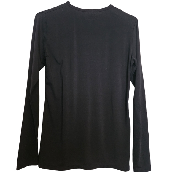 Cuddl Duds Black Stretch Long Sleeve Crew Neck Shirt Size Medium - Picture 2 of 4